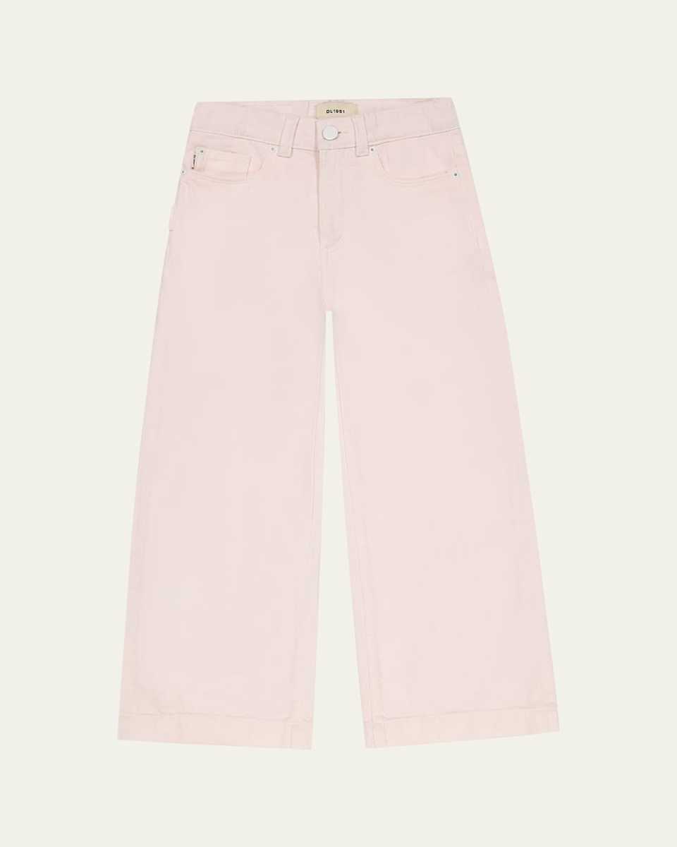 Girl's Lily High-Rise Wide-Leg Denim Jeans, Size 7-16